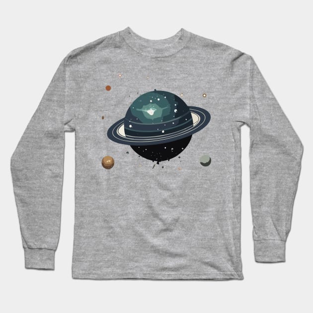 Saturn Long Sleeve T-Shirt by #eeeaaaf